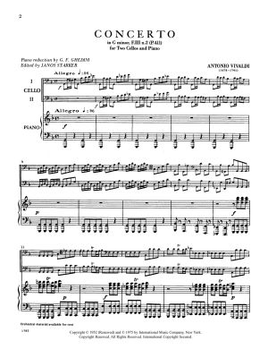Concerto in G minor, RV 531 - Vivaldi/Starker - 2 Cellos/Piano - Book