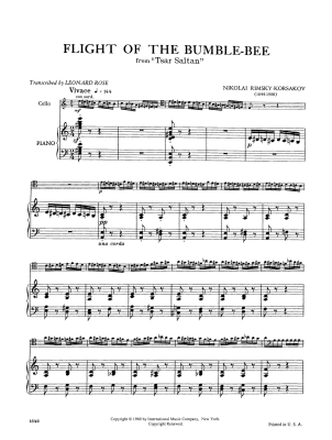 The Flight of the Bumble Bee - Rimsky-Korsakov/Rose - Cello/Piano - Sheet Music