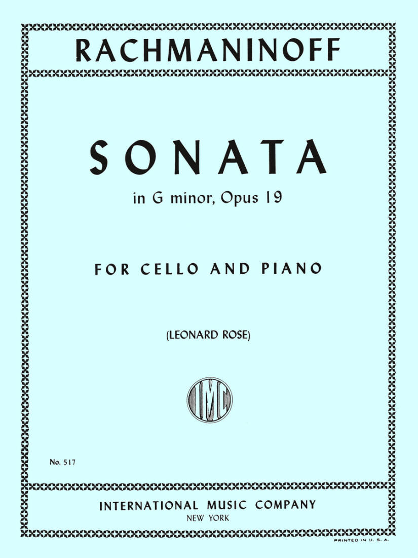 Sonata in G minor, Opus 19 - Rachmaninoff/Rose - Cello/Piano - Sheet Music