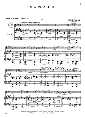 Sonata in A major - Franck/Rose/Casadesus - Cello/Piano - Sheet Music