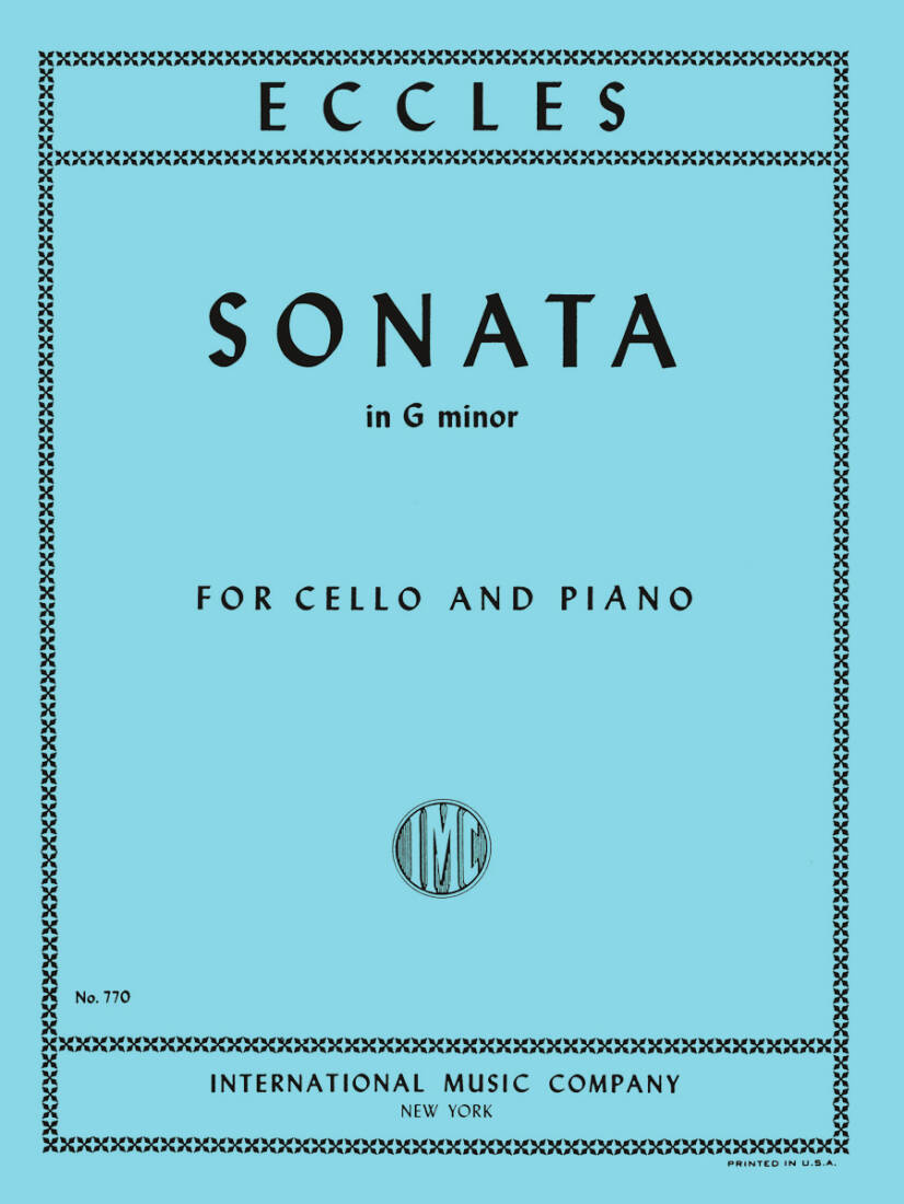 Sonata in G minor - Eccles/Moffat - Cello/Piano - Sheet Music
