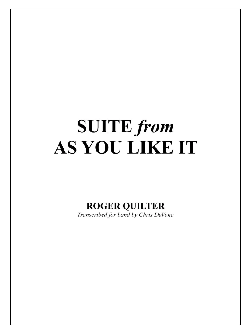 Suite from \'\'As You Like It\'\' - Quilter/DeVona - Concert Band - Gr. 5