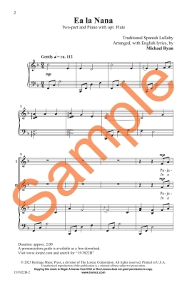 Ea la Nana - Spanish Lullaby/Ryan - 2pt