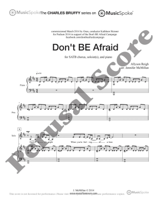 Don\'t BE Afraid  - Reigh./McMillan - SATB