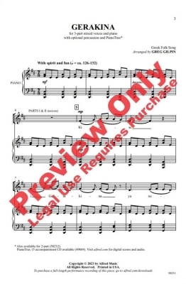 Gerakina - Greek Folk Song/Gilpin - 3pt Mixed