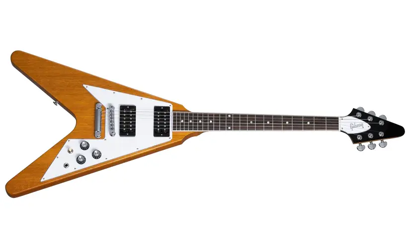 Flying V 70s Electric Guitar with Hardshell Case - Antique Natural