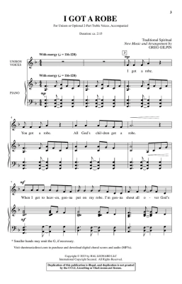 I Got a Robe - Traditional Spiritual/Gilpin - Unison/2pt Treble