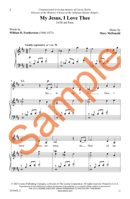 My Jesus, I Love Thee - Featherston/McDonald - SATB