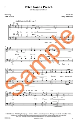 Peter Gonna Preach - Parker/Shackley - SATB