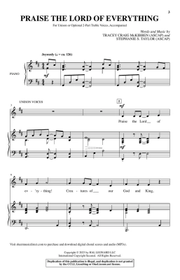 Praise the Lord of Everything - McKibben/Taylor - Unison/2pt Treble