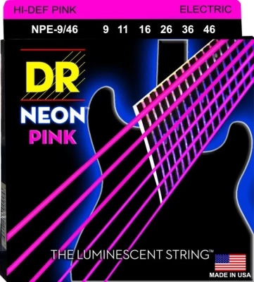 DR Strings - Neon Pink Coated 6 String Guitar Set - Light and Heavy 9-46