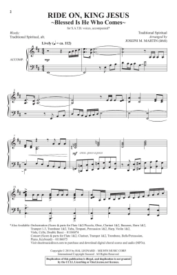 Ride On, King Jesus (Blessed Is He Who Comes) - Spiritual/Martin - SATB
