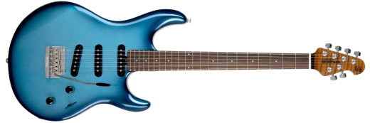 Ernie Ball Music Man - Luke 4 SSS, Roasted Figured Maple/Rosewood Fingerboard with Case - Blue Diesel