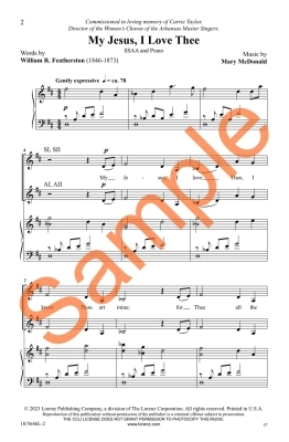 My Jesus, I Love Thee - Featherston/McDonald - SSAA
