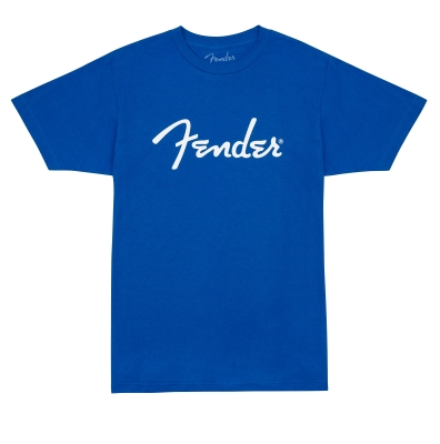 Fender - T-shirt Fender  logo spaghetti, bleu LakePlacid (grand)