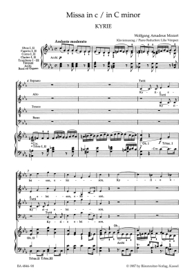 Missa in C minor K. 427 \'\'Great Mass in C minor\'\' - Mozart/Holl/Kohler - Vocal Score - Book
