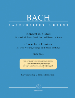 Baerenreiter Verlag - Concerto for two Violins, Strings and Basso continuo in D minor BWV 1043 - Bach/Kilian - 2 Violins/Piano Reduction - Book