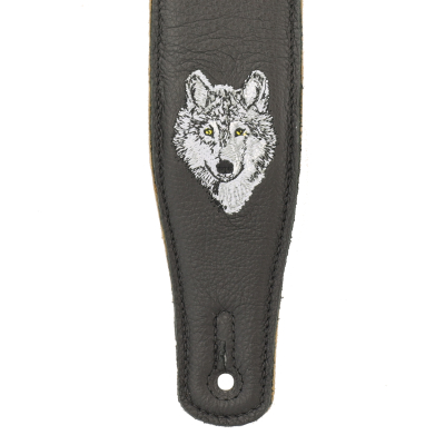 2.5\'\' Leather Guitar Strap with Suede Backing - Wolf