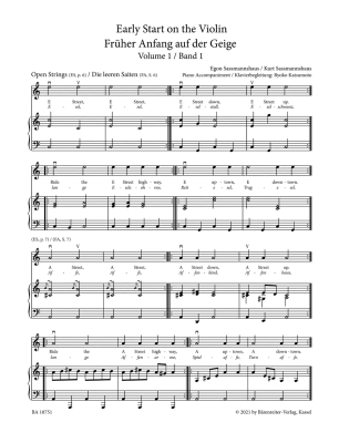 Early Start on the Violin, Volume 1 - Sassmannshaus - Piano Accompaniment - Book