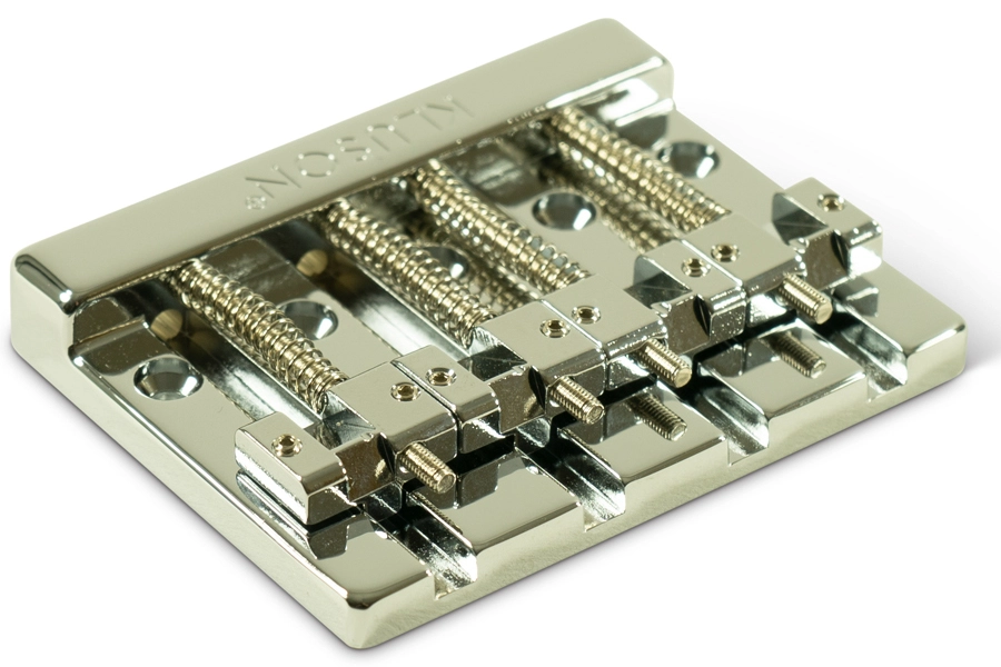 High Mass 4-String Bass Bridge Zinc with Brass Saddles - Chrome