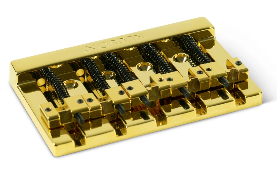 High Mass 5-String Bass Bridge Zinc with Brass Saddles - Gold