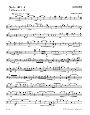 String Quintet in C major op. post 163 D 956 - Schubert/Chusid - String Quintet - Parts Set