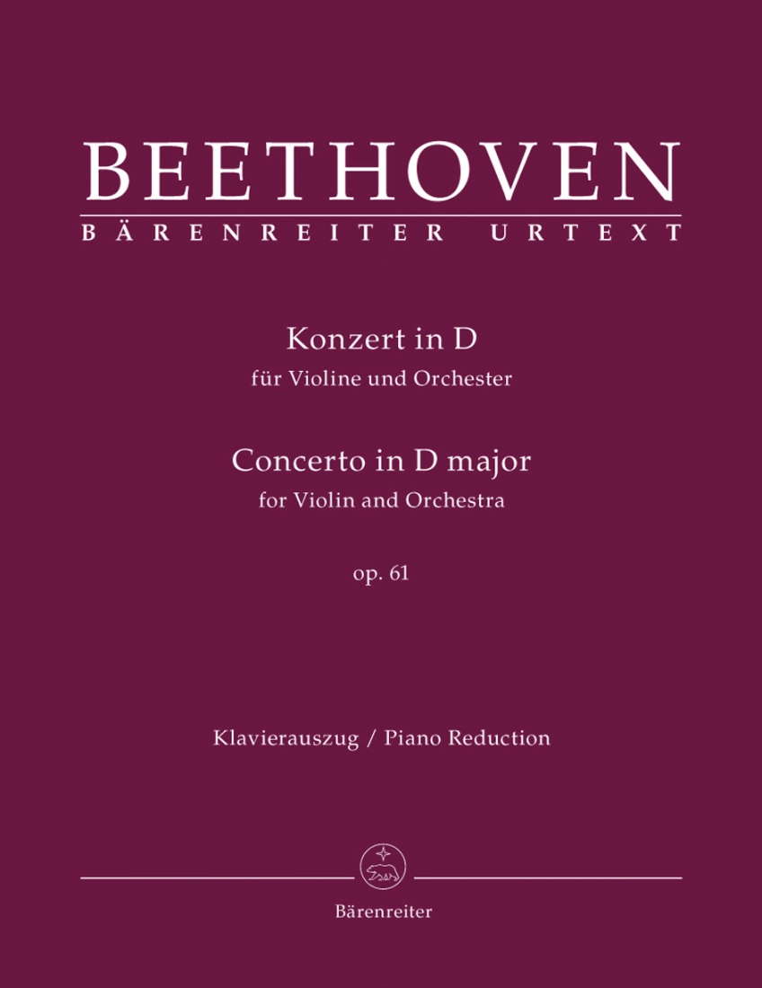 Concerto for Violin and Orchestra in D major op. 61 - Beethoven/Del Mar - Violin/Piano Reduction - Book