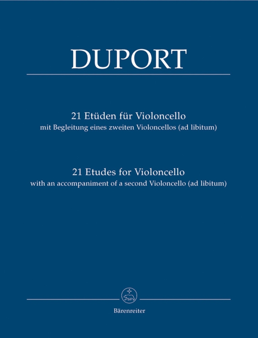 21 Etudes for Violoncello with an Accompaniment of a 2nd Violoncello (ad lib.) - Duport/Rummel - Cello/optional Duet - Book