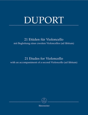 Baerenreiter Verlag - 21 Etudes for Violoncello with an Accompaniment of a 2nd Violoncello (ad lib.) - Duport/Rummel - Cello/optional Duet - Book