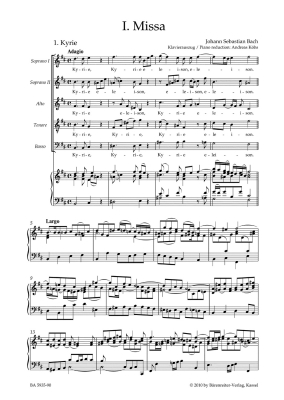 Mass in B minor BWV 232 (Revised Version) - Bach/Wolf - Vocal Score - Book