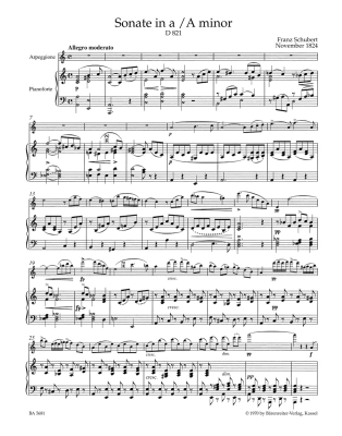 Sonata in A Minor D 821 \'\'Arpeggione\'\' - Schubert/Hunteler - Flute/Piano - Sheet Music