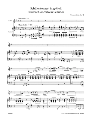 Concerto in G minor op. 12 - Seitz/Sassmannshaus - Violin/Piano - Sheet Music