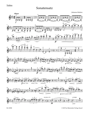 Sonata Movement from the F.A.E. Sonata in C minor WoO 2 - Brahms/Brown/Da Costa - Violin/Piano - Book