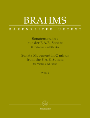Baerenreiter Verlag - Sonata Movement from the F.A.E. Sonata in C minor WoO 2 - Brahms/Brown/Da Costa - Violin/Piano - Book
