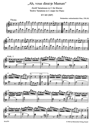 Ah, vous dirai-je Maman K. 265 (300e) - Mozart/Fischer - Piano - Book