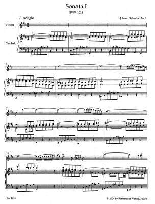 Six Sonatas BWV 1014-1016, Sonatas I-III Volume I - Bach/Wollny/Manze - Violin/Harpsichord - Score/Parts