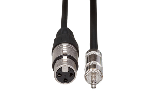 Camcorder Microphone Cable, Neutrik XLR3F to 3.5mm TRS, 15 Foot