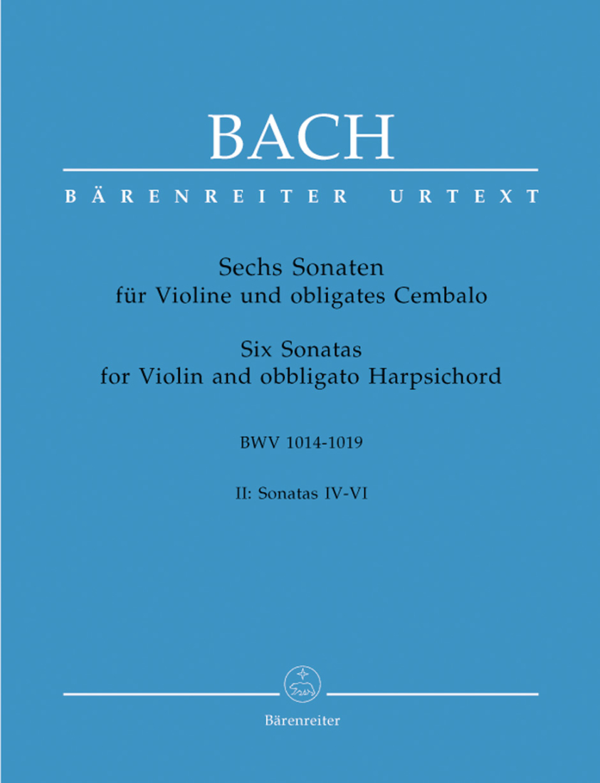 Six Sonatas BWV 1017-1019, Sonatas IV-VI Volume II - Bach/Wollny/Manze - Violin/Harpsichord - Score/Parts