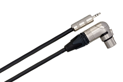 Camcorder Microphone Cable Neutrik Right-Angle XLR3F to 3.5mm TRS, 15 Foot