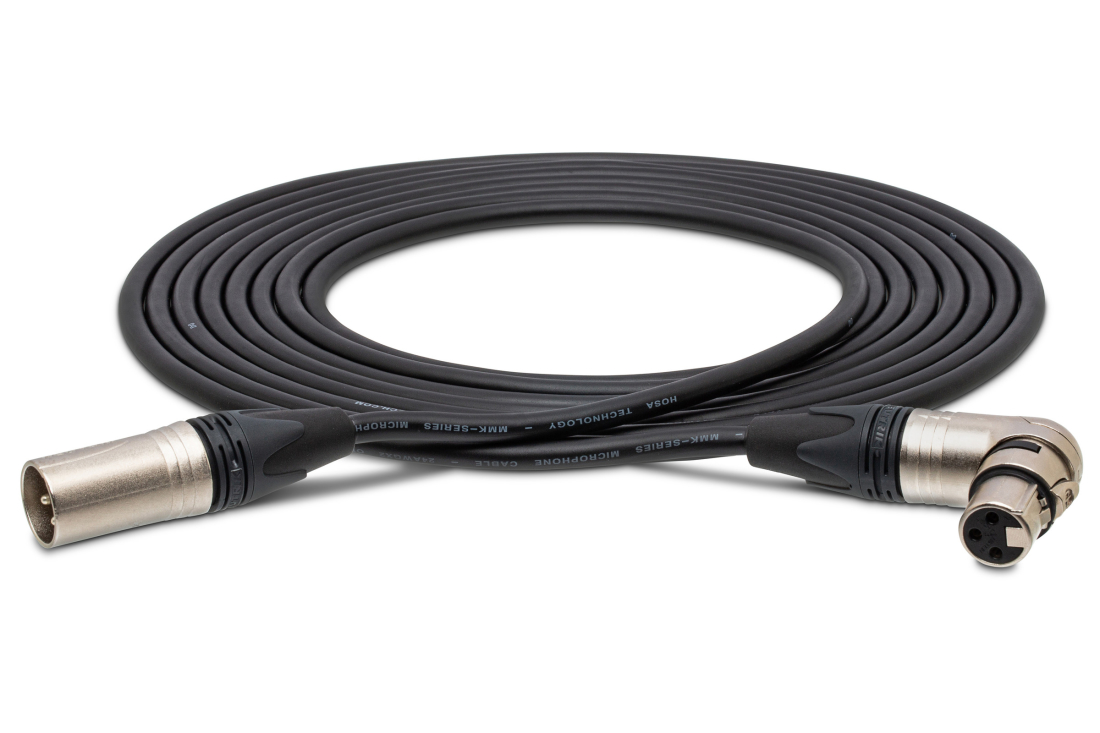 Camcorder Microphone Cable Neutrik Right-Angle XLR3F to XLR3M, 15 Foot