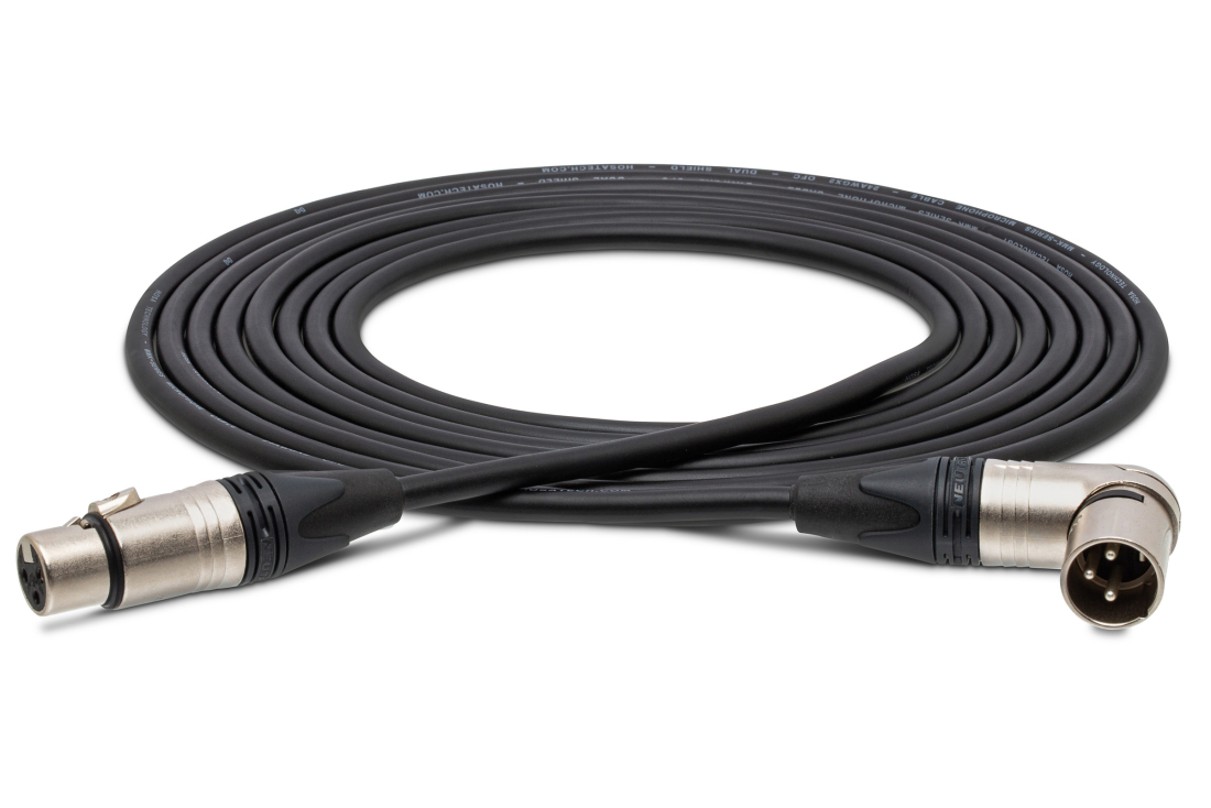 Camcorder Microphone Cable Neutrik XLR3F to Right Angle XLR3M, 25 Foot