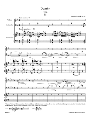 Dumky (Trio), op. 90 - Dvorak/Flamm - Piano Trio - Score/Parts