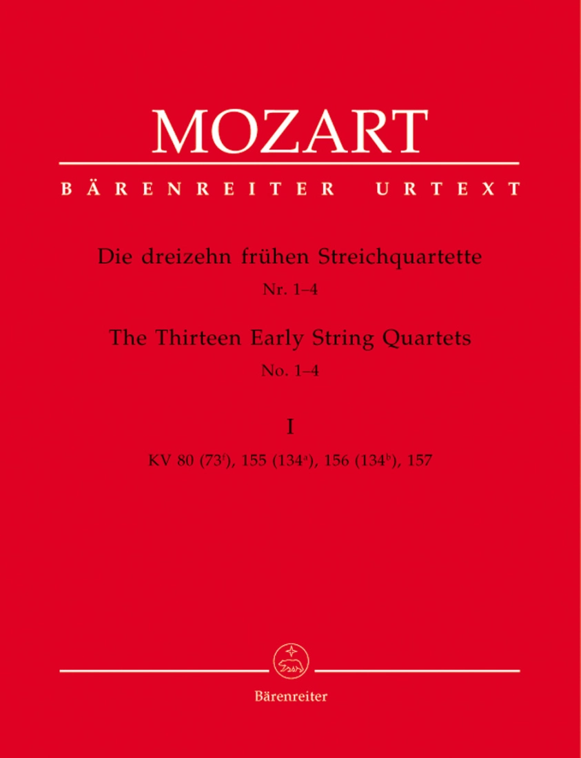 The Thirteen Early String Quartets Volume I, K. 80, 155, 156, 157 - Mozart/Fussl/Plath/Rehm - Parts Set