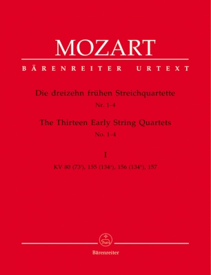 Baerenreiter Verlag - The Thirteen Early String Quartets Volume I, K. 80, 155, 156, 157 - Mozart/Fussl/Plath/Rehm - Parts Set