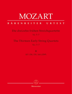 Baerenreiter Verlag - The Thirteen Early String Quartets Volume II, K. 158, 159, 160 - Mozart/Fussl/Plath/Rehm - Parts Set
