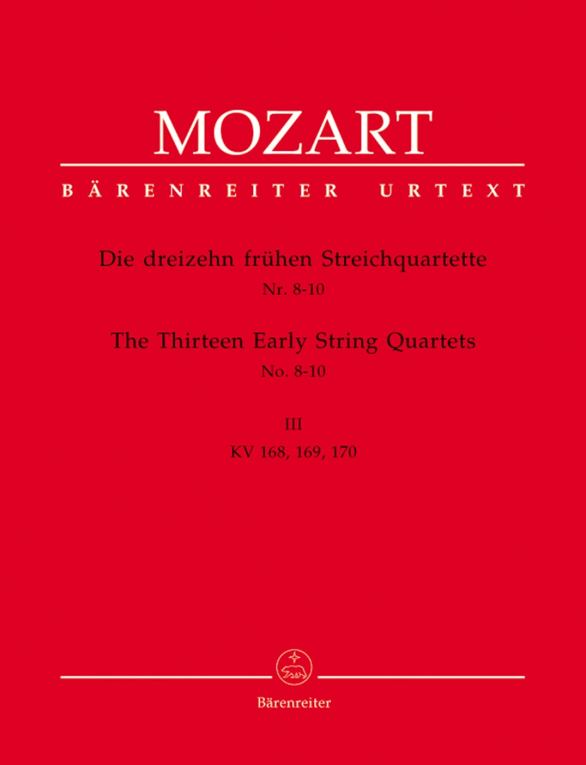 The Thirteen Early String Quartets Volume III, K. 168, 169, 170 - Mozart/Fussl/Plath/Rehm - Parts Set