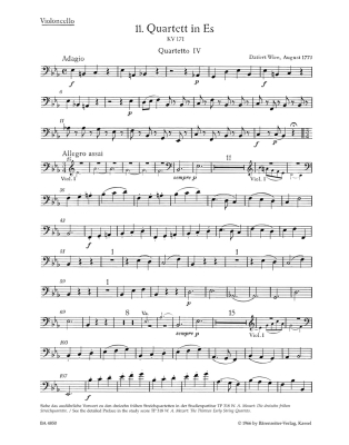 The Thirteen Early String Quartets Volume IV, K. 171, 172, 173 - Mozart/Fussl/Plath/Rehm - Parts Set
