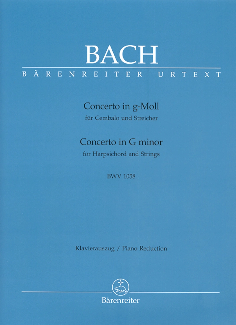 Concerto for Harpsichord and Strings in G minor BWV 1058 - Bach/Breig - Harpsichord/Piano Reduction (2 Pianos, 4 Hands) - Book