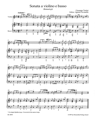 Sonata in G minor \'\'Devil\'s Trill\'\' - Tartini/Pavanello - Violin/Basso Continuo - Sheet Music