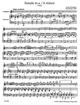 Sonata in A minor D 821 \'\'Arpeggione\'\' - Schubert/Wirth - Cello/Piano - Sheet Music